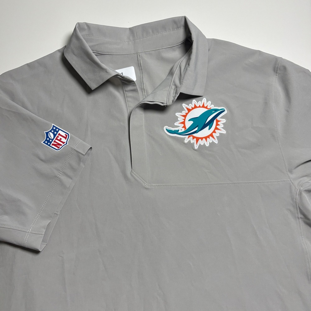 Miami Dolphins Nike Dri Fit Mens‎ L Team Issued Polo Shirt Gray NFL On Field - Picture 3 of 9